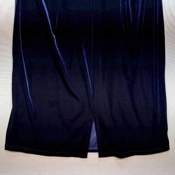 Changes By Together Womens Ruched Velvet Midi Dress Size 18 Midnight Blue Party - Picture 12 of 12